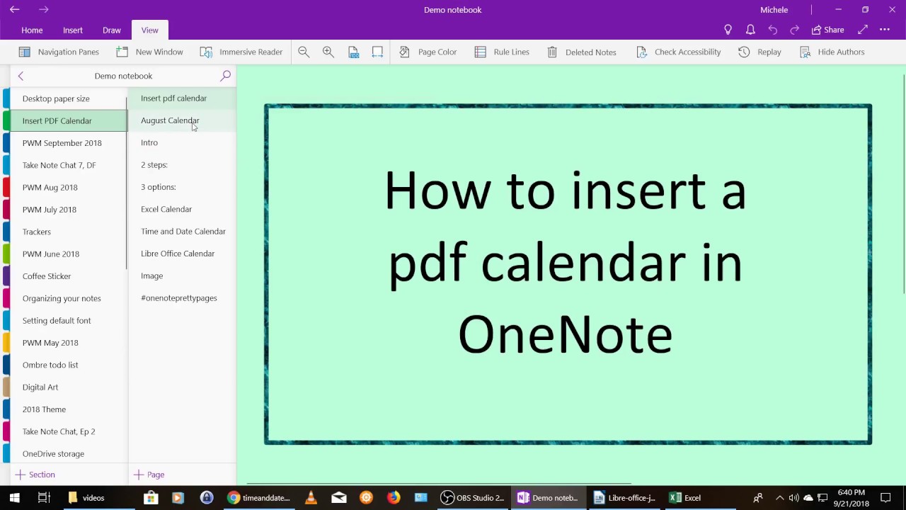 how to add a calendare in onenote for mac